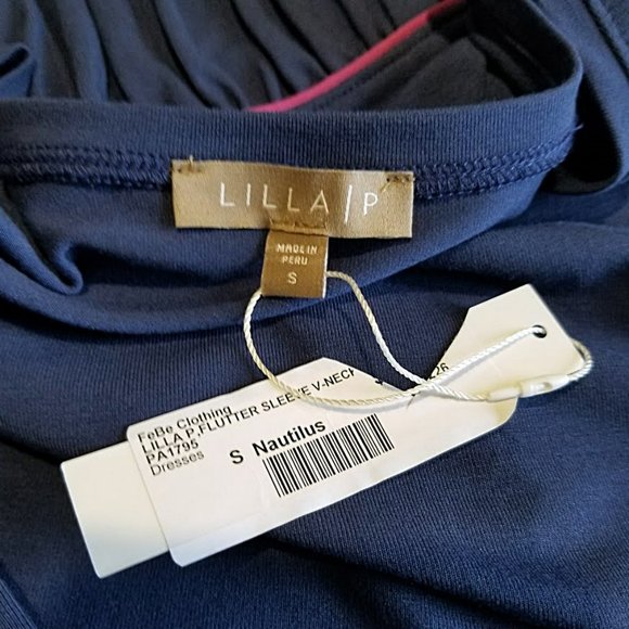 New LILLA P Blue V-Neck Shirt Dress S Womens Versatile Understated Simplicity - Picture 9 of 12